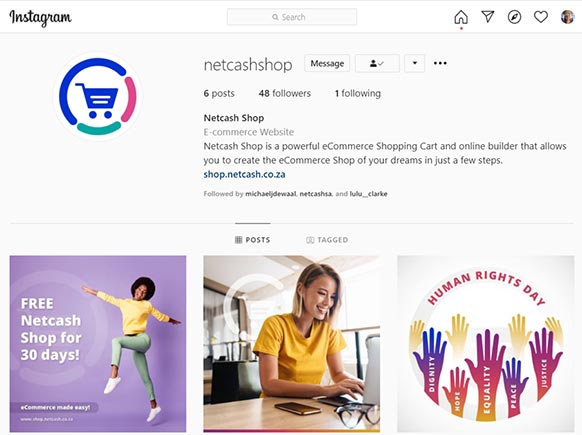 Ecommerce Instagram page
