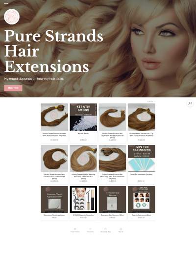 online store website showcase example hair extensions
