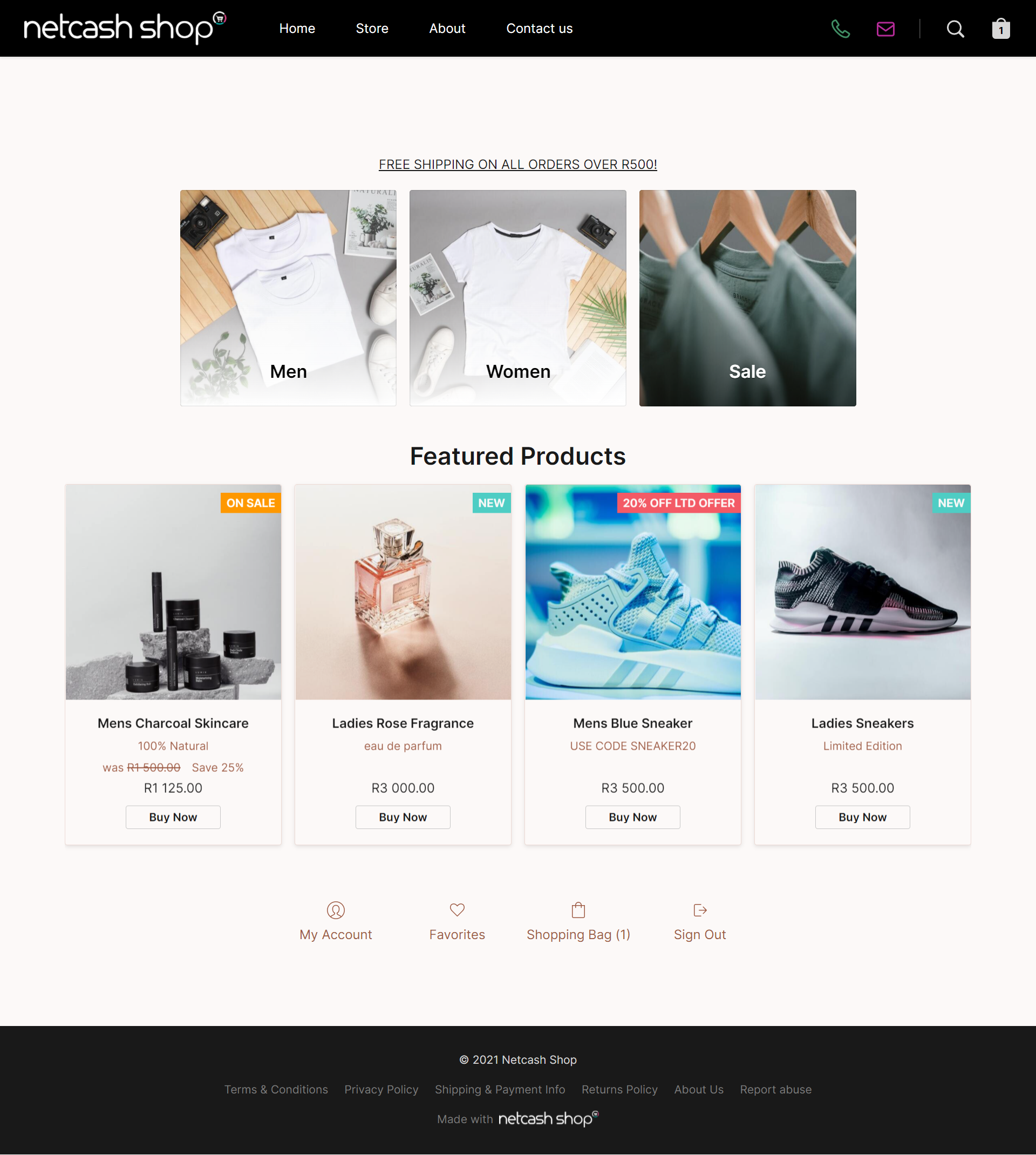 free online shop template example layout theme