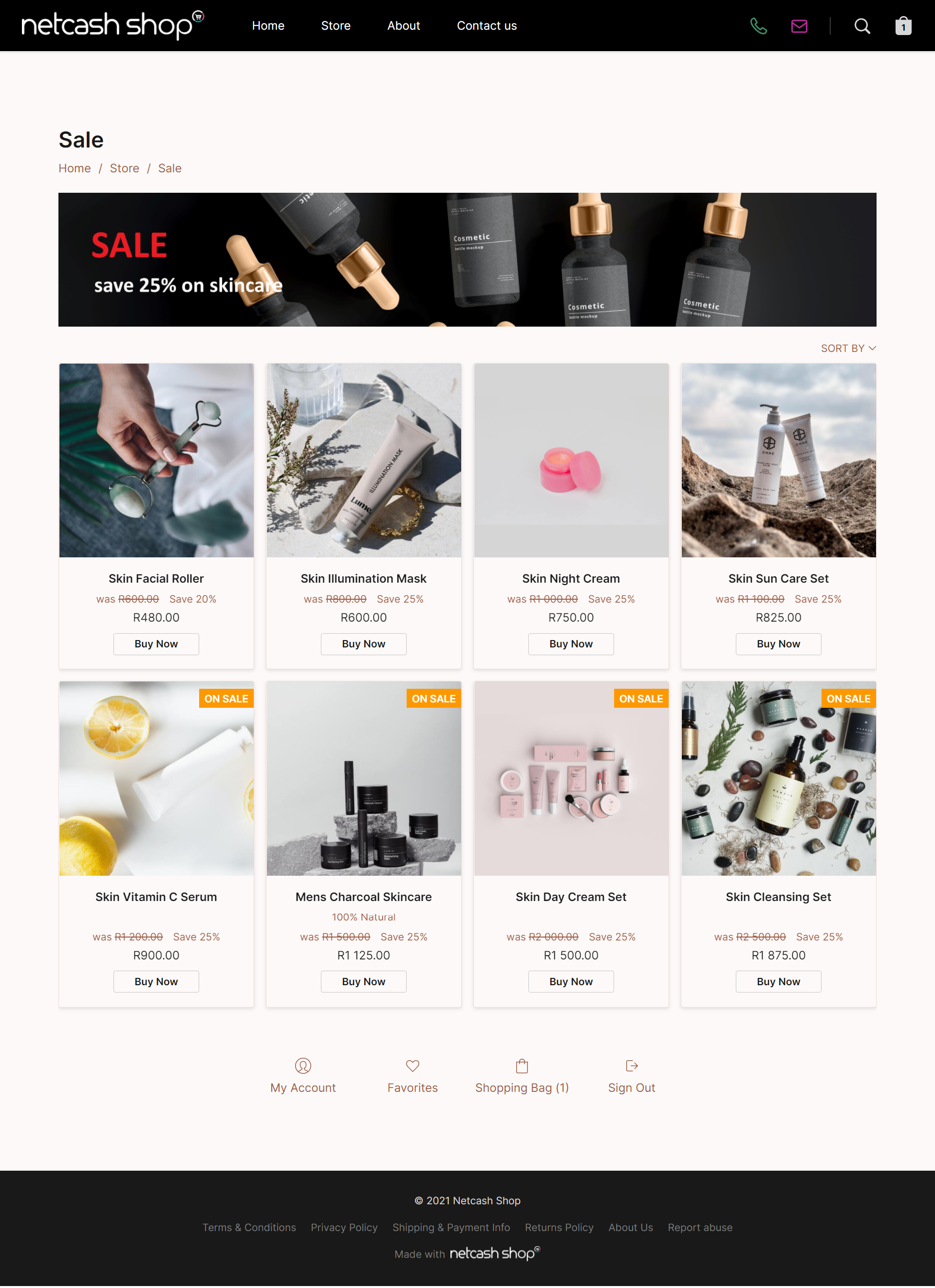free online shop theme layout example