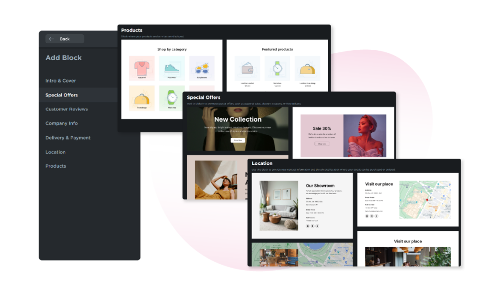 instant website store shop