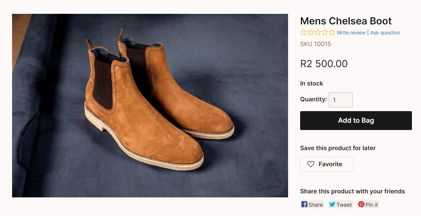 Mens boots product listing